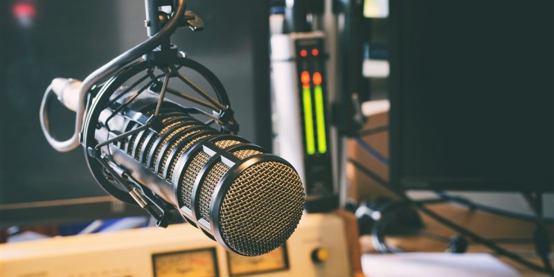 microphone in radio studio
